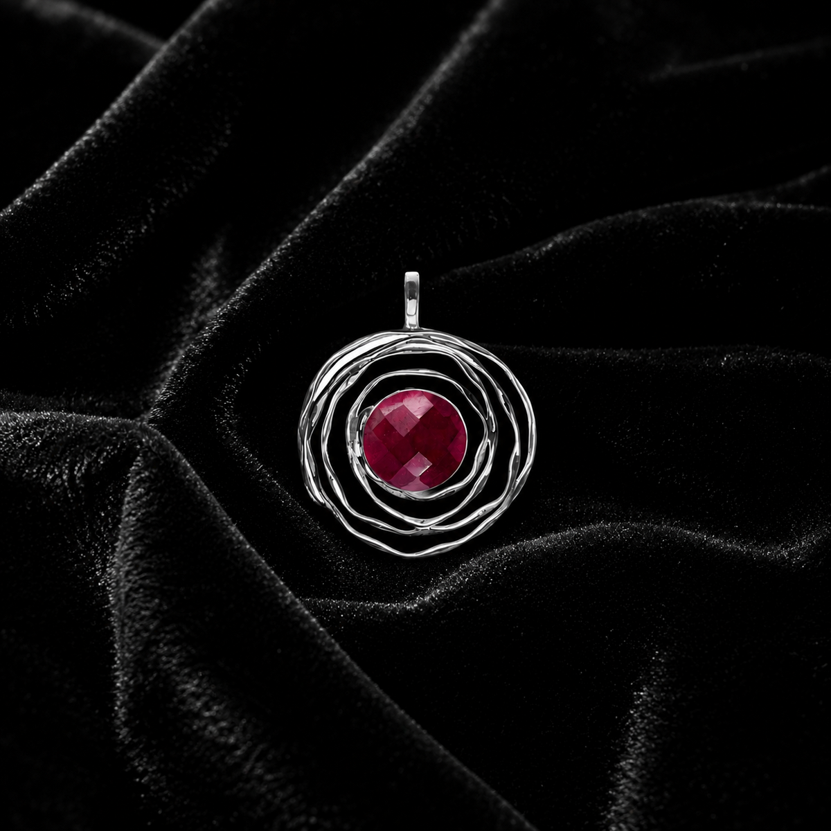 Spiderweb Ruby Pendant Sterling Silver 925 Hallmarked All Chain Lengths