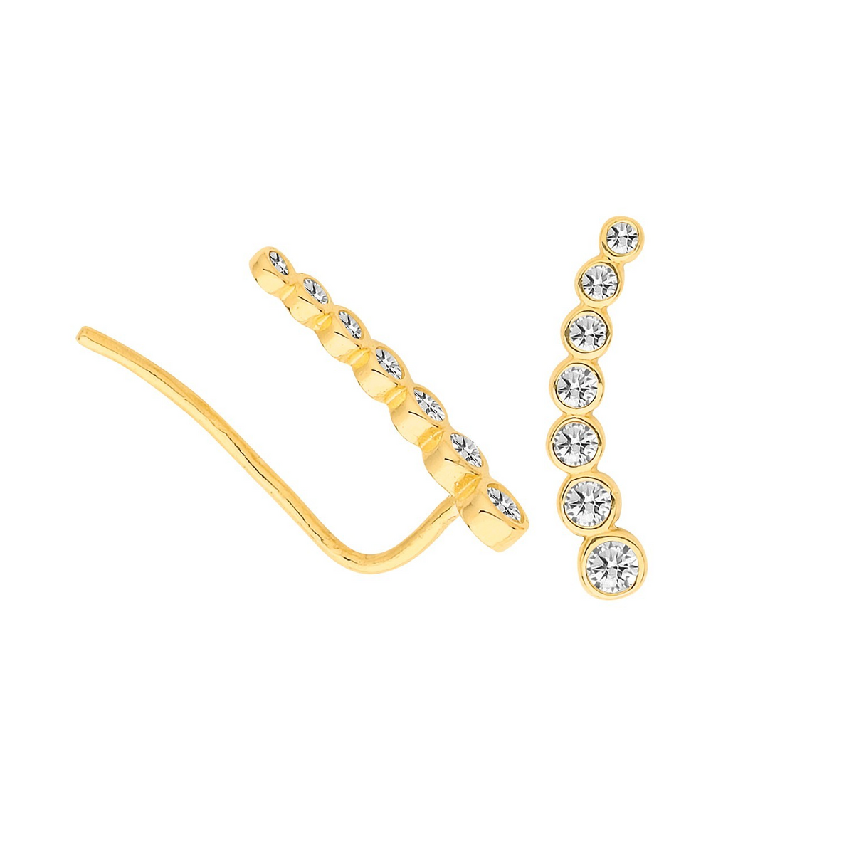 Bezel Climber Stud Earrings 9ct Yellow Gold 375 Hallmarked Brand New Boxed