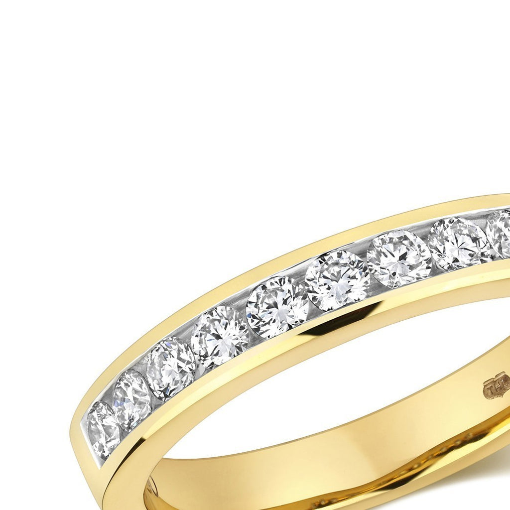 Channel Set Natural Diamond Ring 18ct Yellow Gold Hallmarked Sizes J - Q