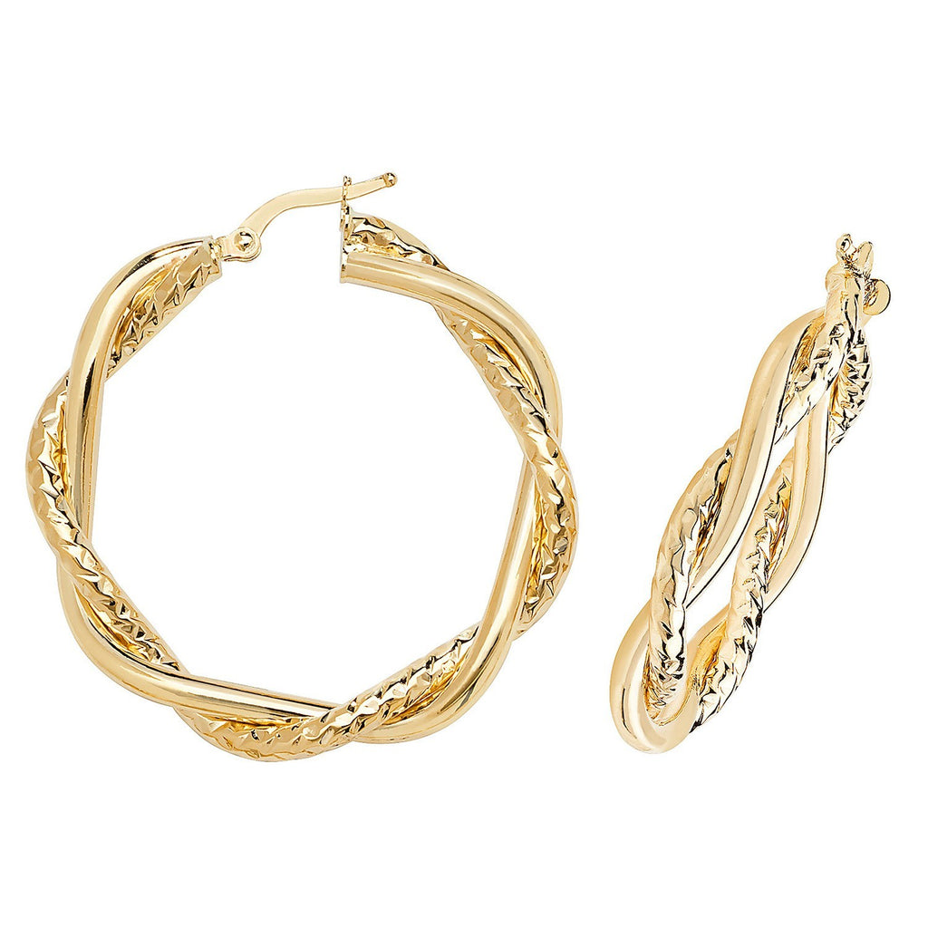 9ct Yellow Gold Vintage Twist Hoop Earrings 375 Hallmarked 15mm - 60mm Diameter