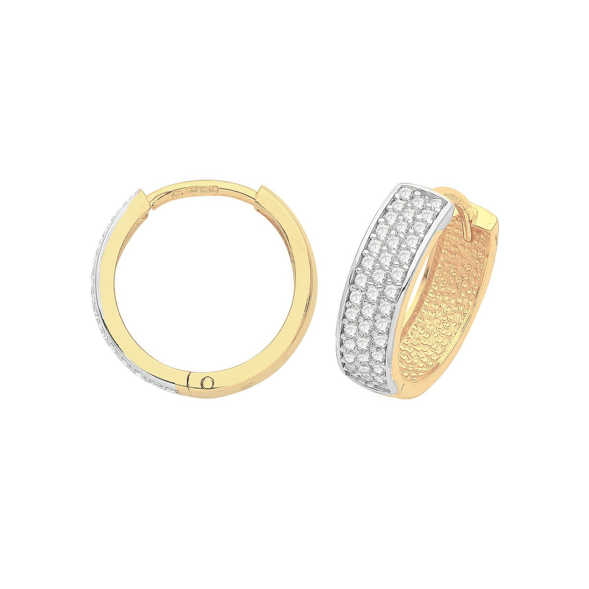 Mens 30 Stone Huggie Hoop Earring 9ct Yellow Gold 375 Hallmarked Brand New Boxed