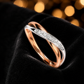 Diamond White & Rose Gold Wrap Over Eternity Ring Hallmarked Sizes L - Q