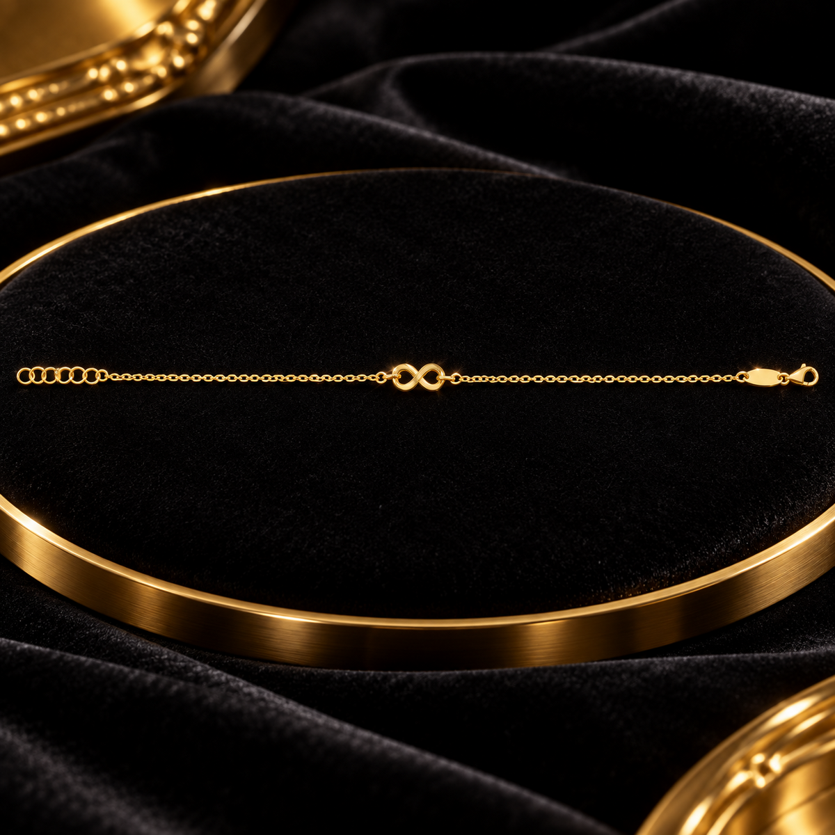 Ladies Infinity Adjustable Bracelet 9ct Yellow Gold 375 Hallmarked British Made