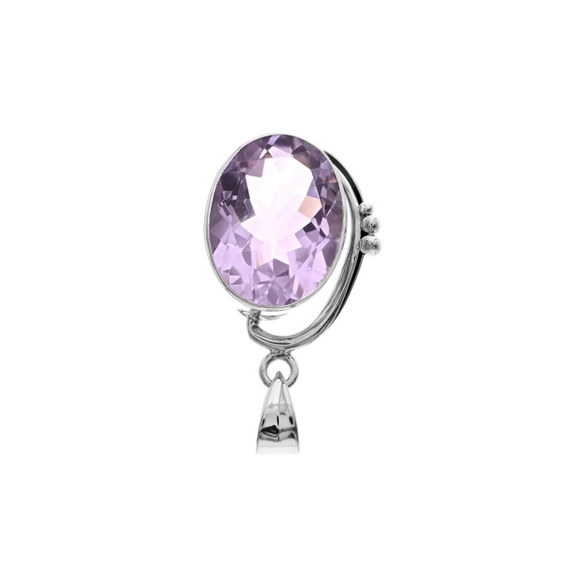 Oval Facetted Amethyst Pendant Sterling Silver 925 Hallmarked All Chain Lengths