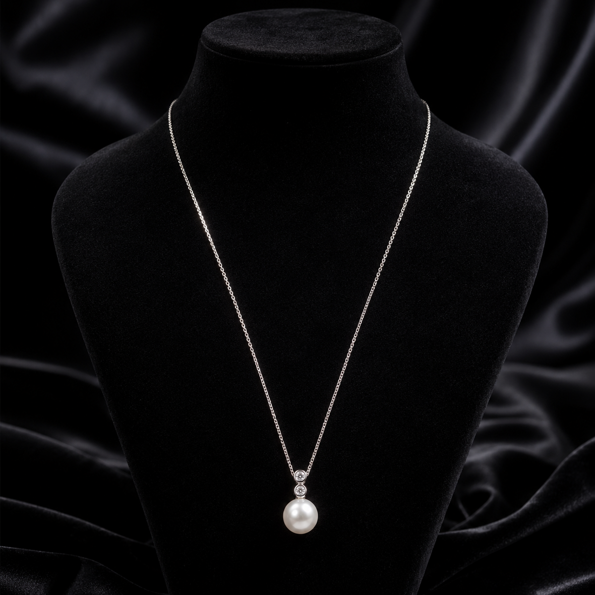 Natural Freshwater Pearl & Diamond Pendant White Gold Hallmarked British Made