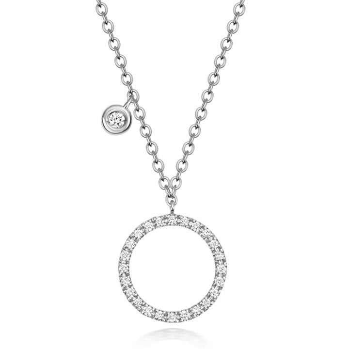 25 Natural Diamond Circle Necklace 18ct White Gold Hallmarked British Made