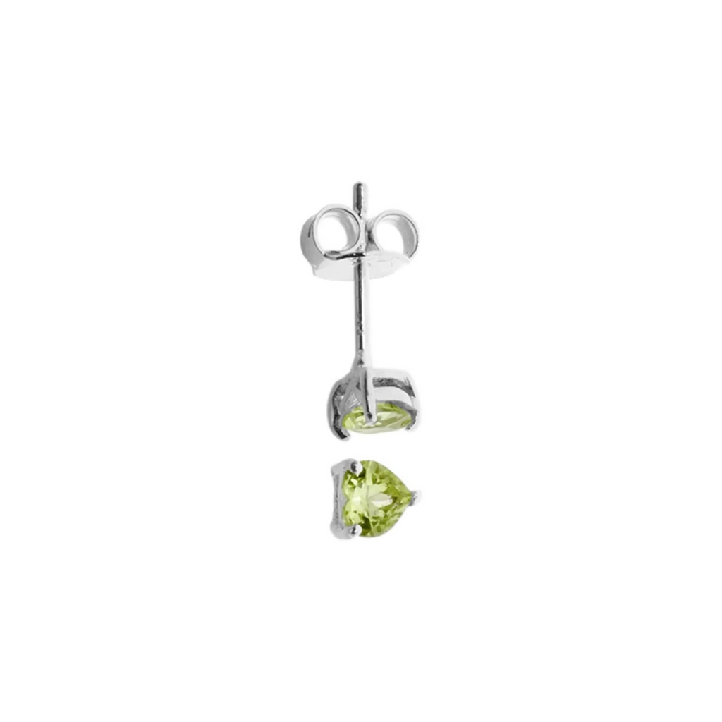 Heart Natural Perdiot Stud Earrings Sterling Silver 925 Hallmarked British Made