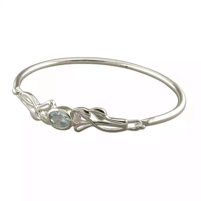 Mackintosh Blue Topaz Bangle Sterling Silver 925 Hallmark British Made Brand New