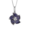 Iolite And Diamond Flower Pendant 9ct White Gold 375 Hallmarked British Made