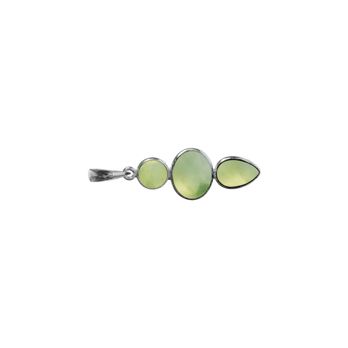 Mixed Shape Prehnite Pendant Sterling Silver 925 Hallmarked  All Chain Lengths