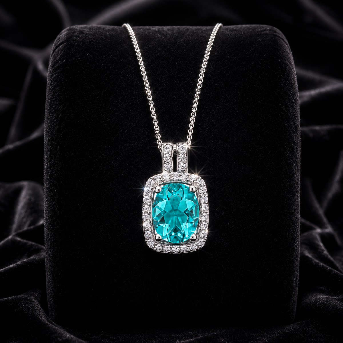 Blue Flourite And White Topaz Pendant 9ct Yellow Gold 375 Hallmark British Made