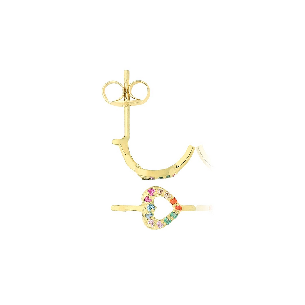 Multi Gemstone Heart Hoop Earrings 9ct Yellow Gold 375 Hallmarked Brand New