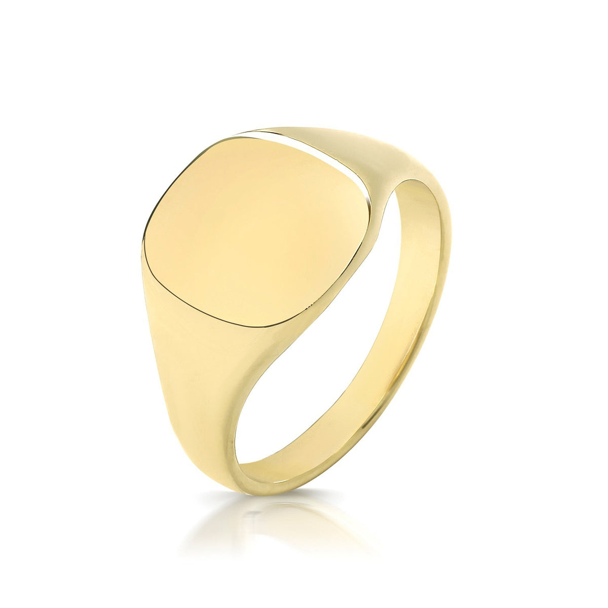 Cushion Mens 9ct Yellow Gold Signet Ring 375 Hallmarked British Made Size L - X