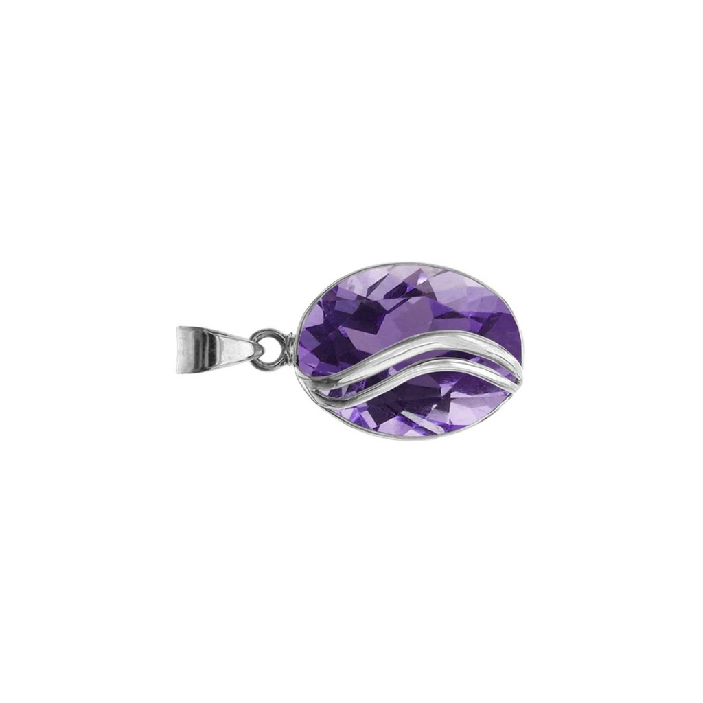 Solitaire Oval Amethyst Pendant Sterling Silver 925 Hallmarked All Chain Lengths