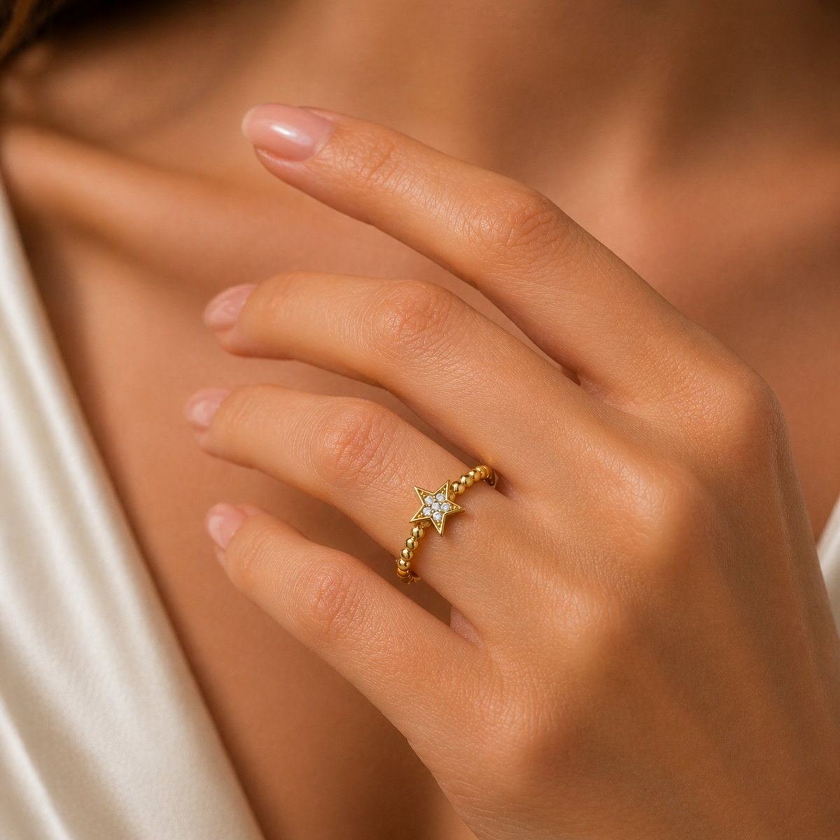 Star Bobble Ring 9ct Yellow Gold Hallmarked Sizes J - T British Made