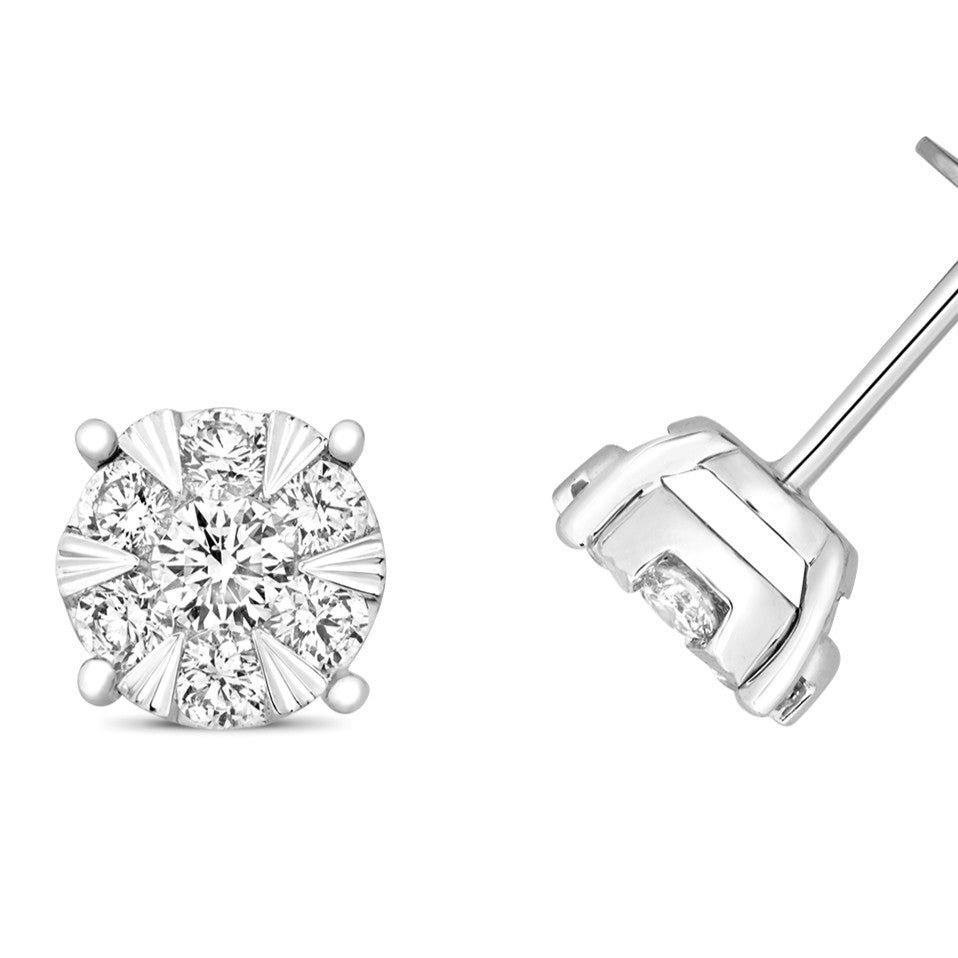 7 Natural Diamond Statement Earrings 18ct White Gold Hallmarked British Made