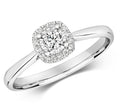 Real Diamond Engagement Ring 9ct White Gold Cushion Hallmarked