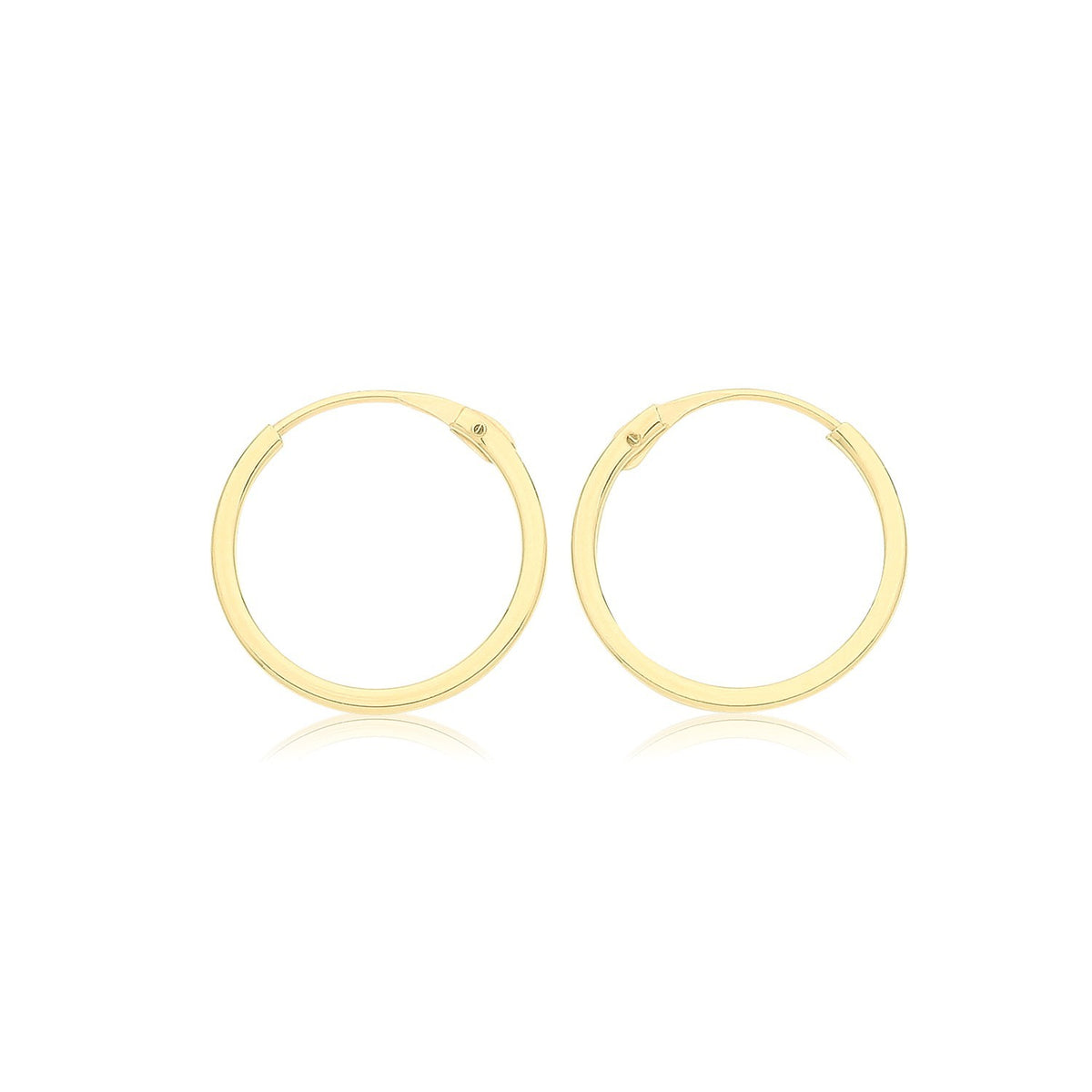 9ct Yellow Gold Sleeper Hoop Earrings 375 Hallmarked 8mm - 14mm Diameter