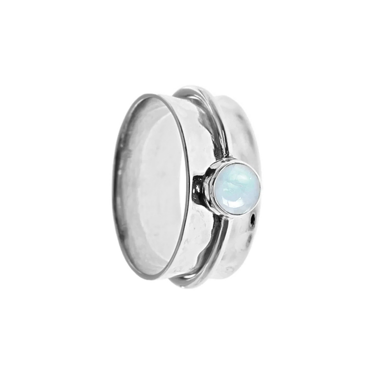 Flush Moonstone Spinner Ring Sterling Silver 925 Hallmarked Size K - T