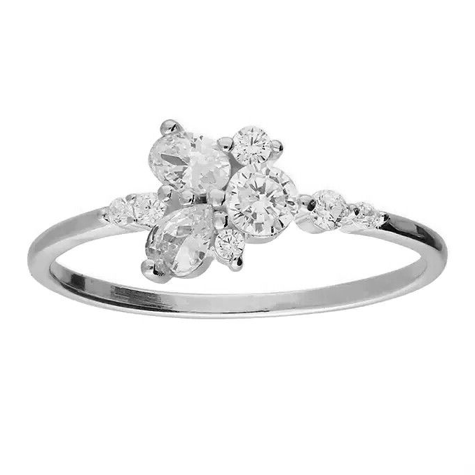 Floral Cluster Ring Sterling Silver 925 Hallmarked British Made Size L - Q