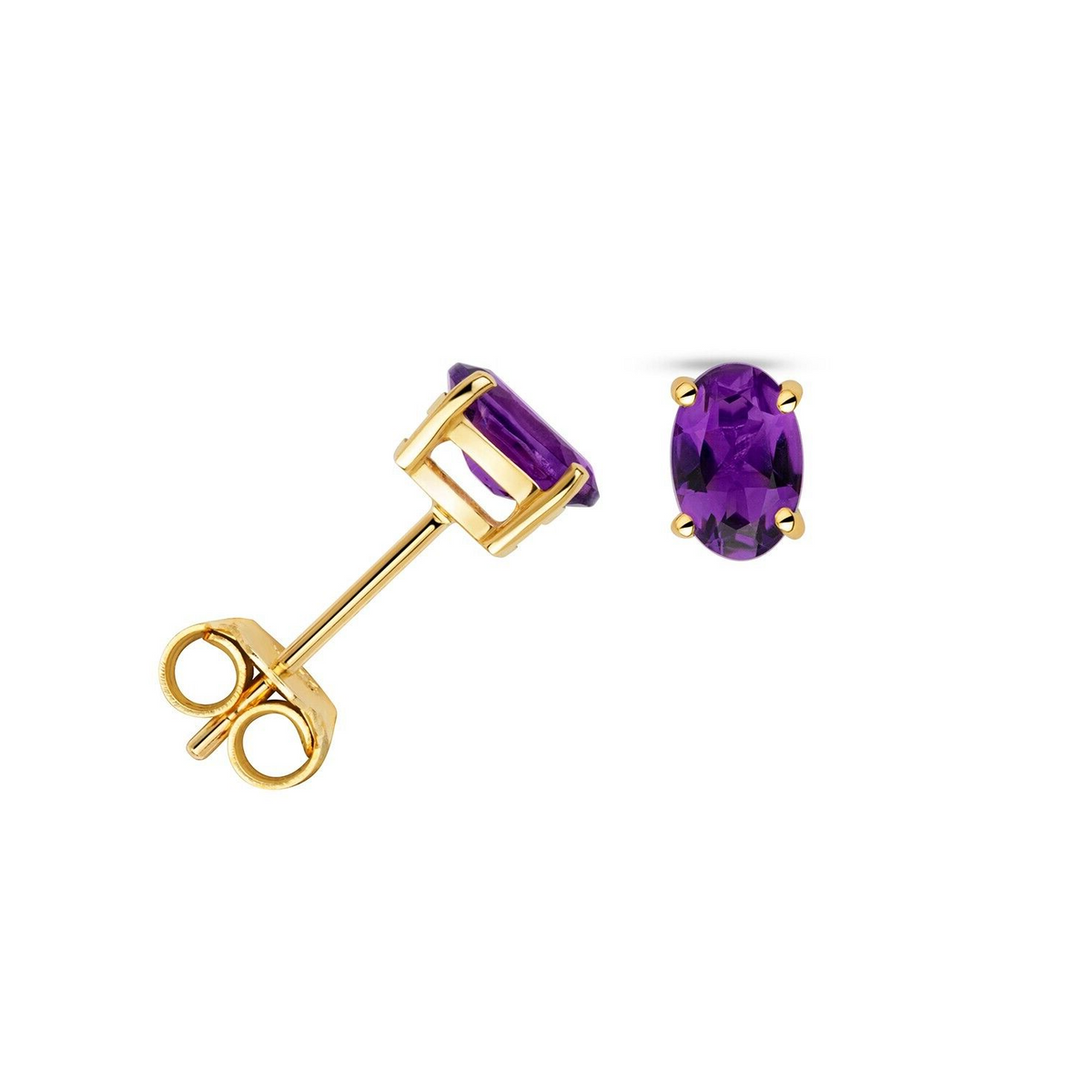 Oval Amethyst Earrings 9ct Yellow Gold 375 Hallmarked New Boxed British Made