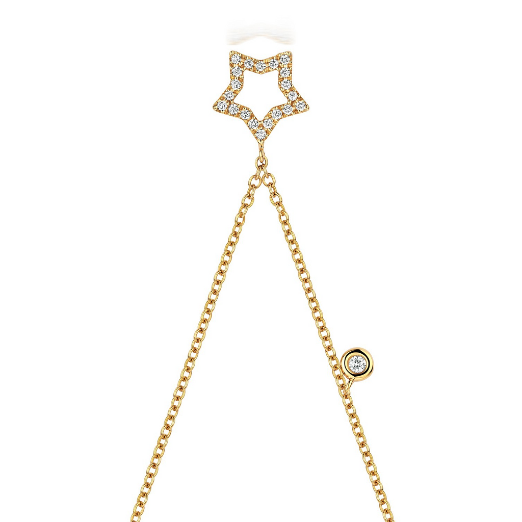 21 Natural Diamond Star Necklace 18ct Yellow Gold Hallmarked British Made