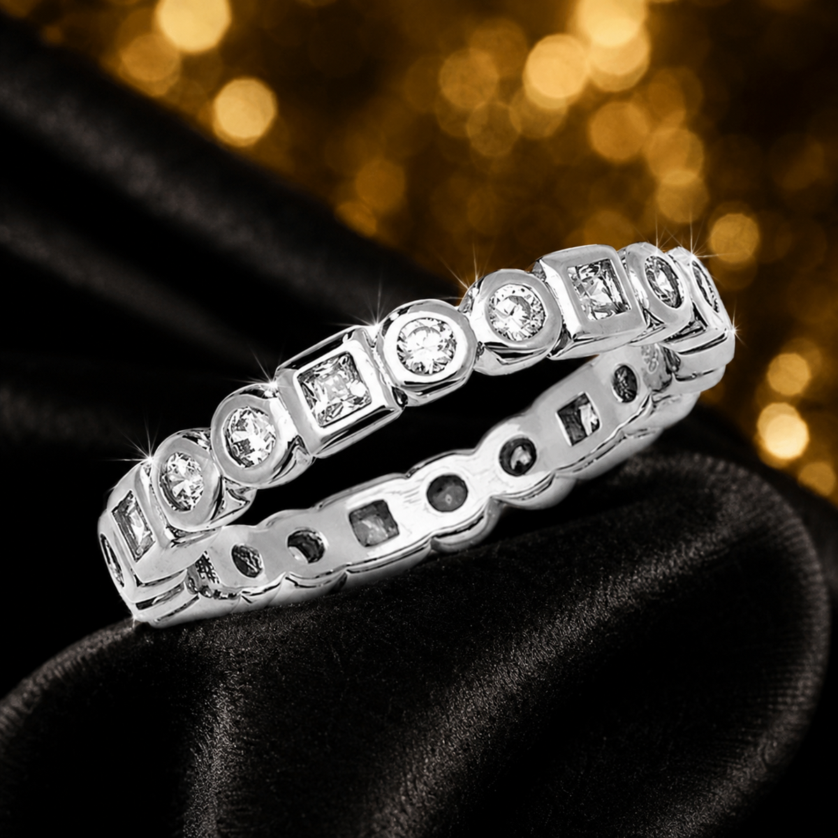 Sterling Silver Eternity Ring Anniversary Gemstone 925 Hallmarked Size L - Q