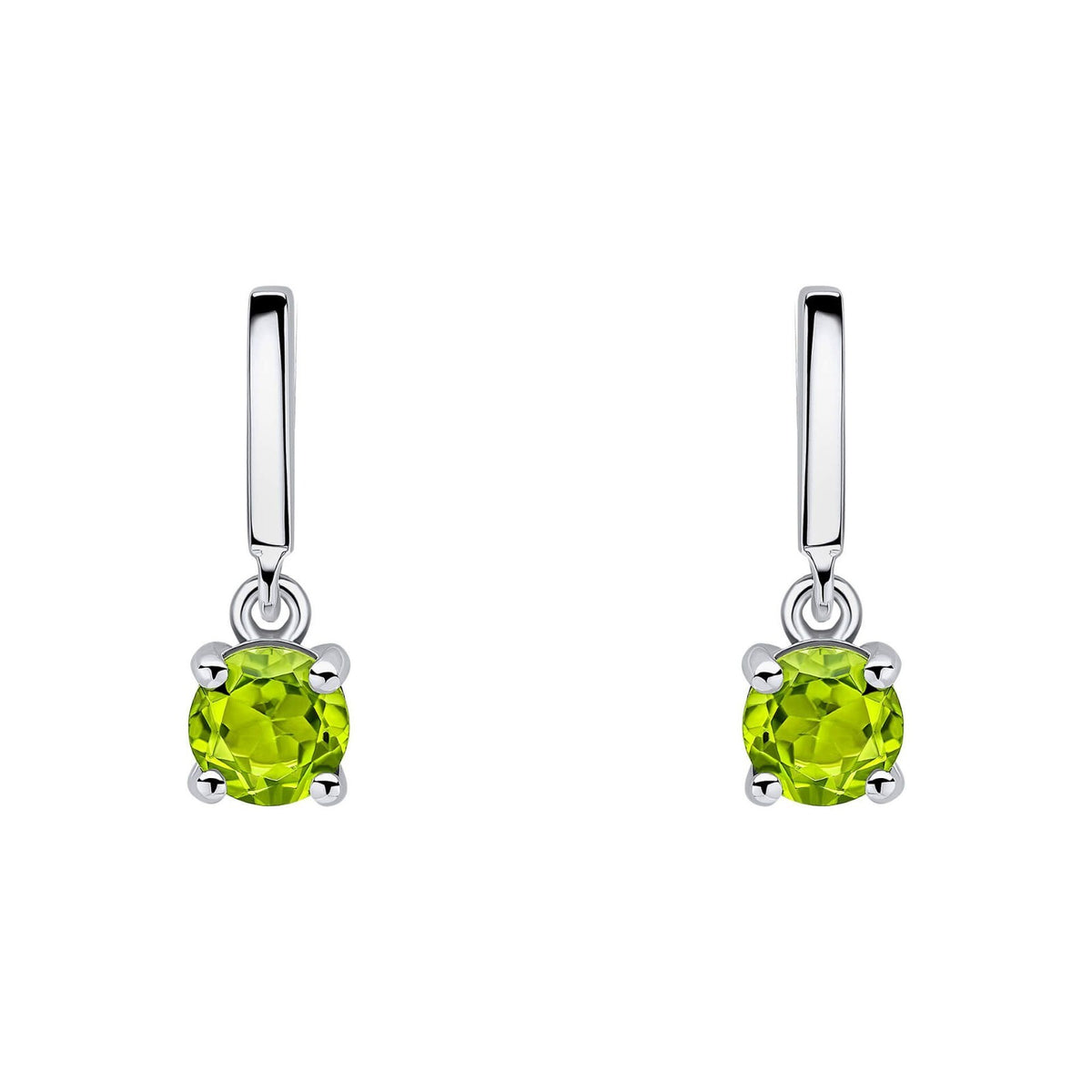 Peridot Prong Drop Earrings Sterling Silver 925 Hallmarked Brand New Boxed