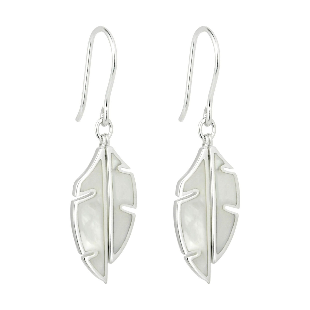 Mother Of Pearl Leaf Drop Earrings Sterling Silver 925 Hallmark Brand New Boxed
