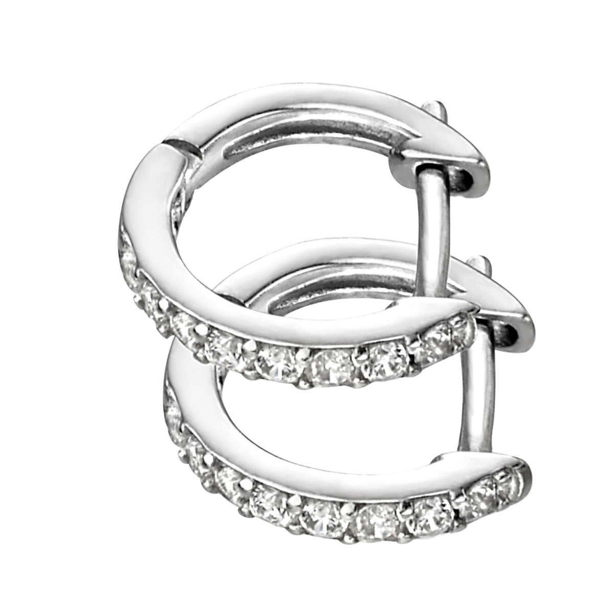 8 Stone Zircon Hoop Earrings Sterling Silver 925 Hallmarked Brand New Boxed