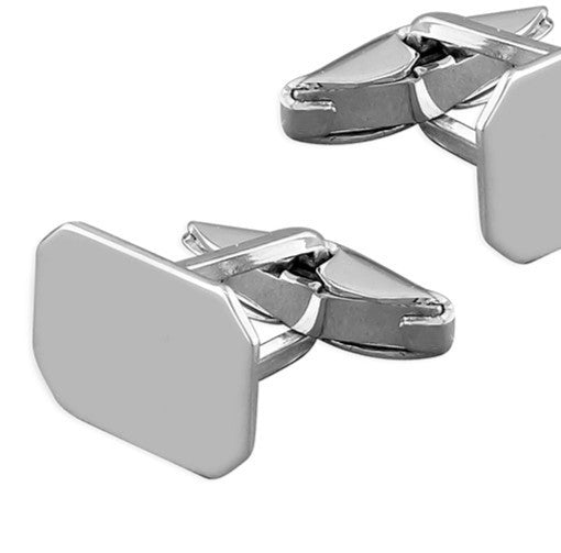 Solid Sterling Silver Oblong Cufflink Set Men's 925 Hallmarked British Made
