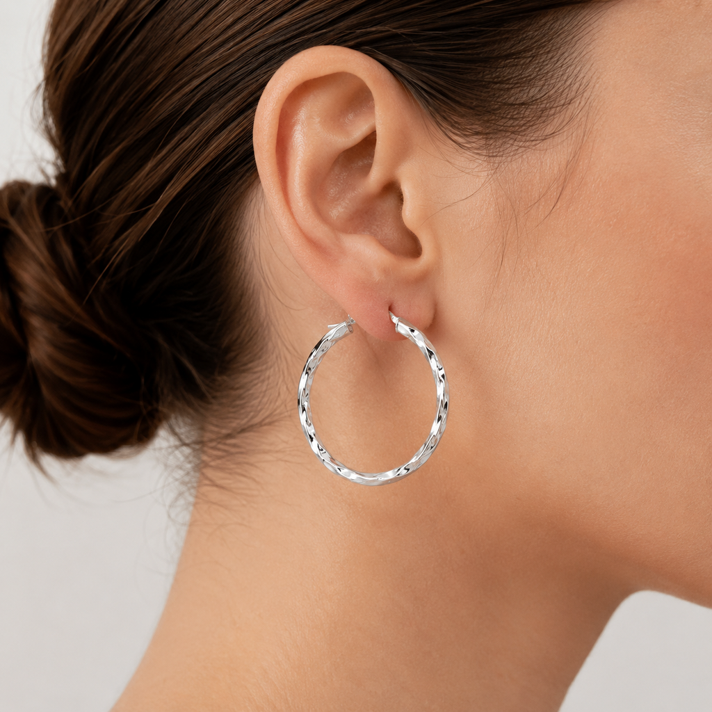 Hinged DC Sterling Silver Hoops 925 Hallmarked 10mm - 60mm Diameter