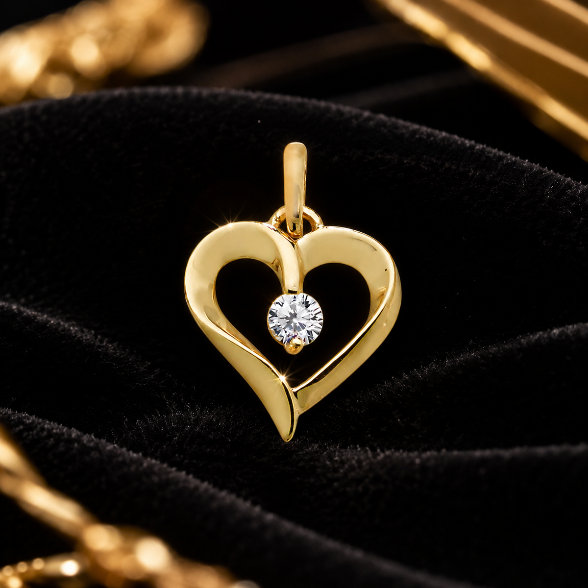 Floating Heart 9ct Yellow Gold Pendant 375 Hallmarked All Chain Lengths