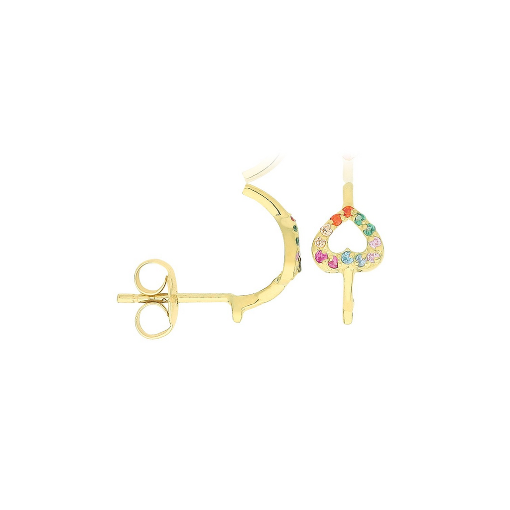 Multi Gemstone Heart Hoop Earrings 9ct Yellow Gold 375 Hallmarked Brand New