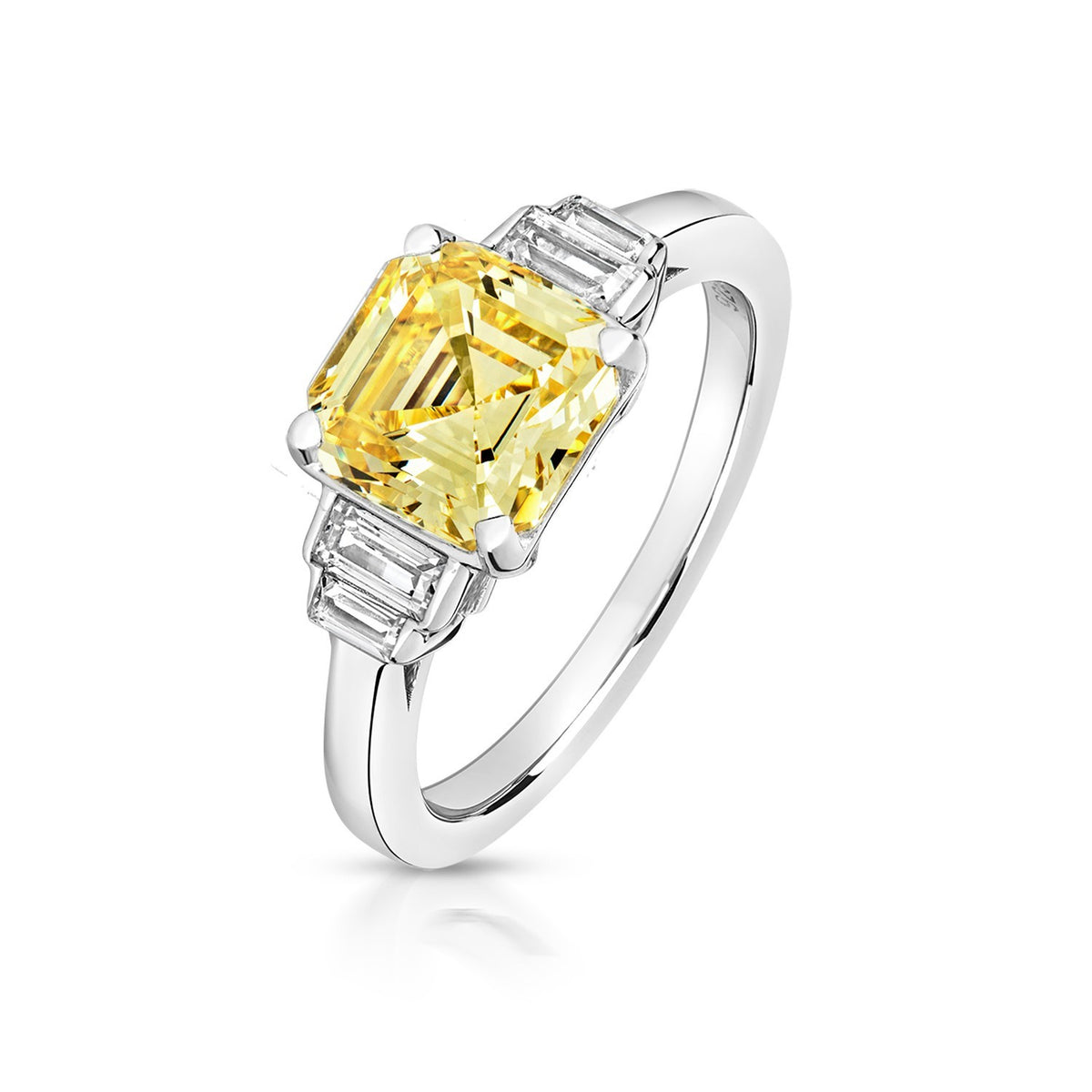 Asscher Cut Citrine Ring Sterling Silver 925 Hallmarked Sizes I - P British Made