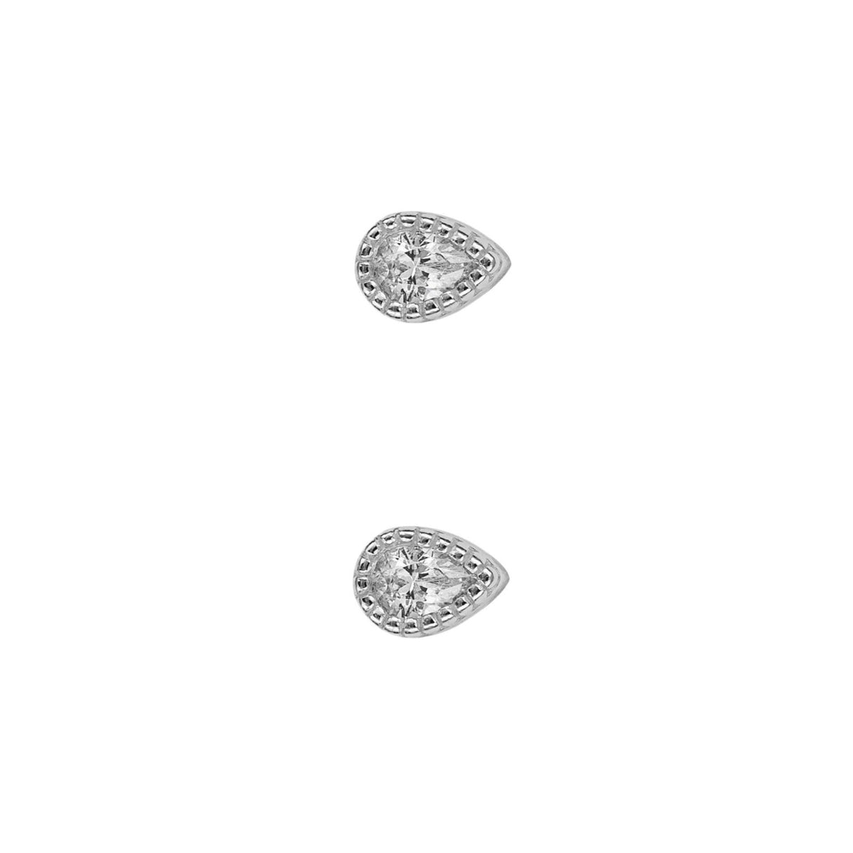Zircon Teardrop Stud Earrings Sterling Silver 925 Hallmarked Brand New Boxed
