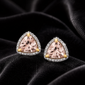 Natural Trillion Morganite Diamond Earrings 9ct Multi Tone Gold 375 Hallmarked