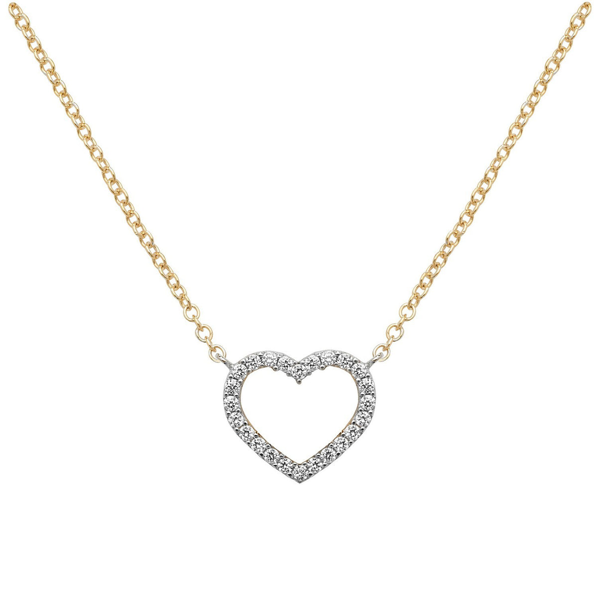 Sparking Open Heart Necklace 9ct Yellow Gold 375 Hallmarked British Made