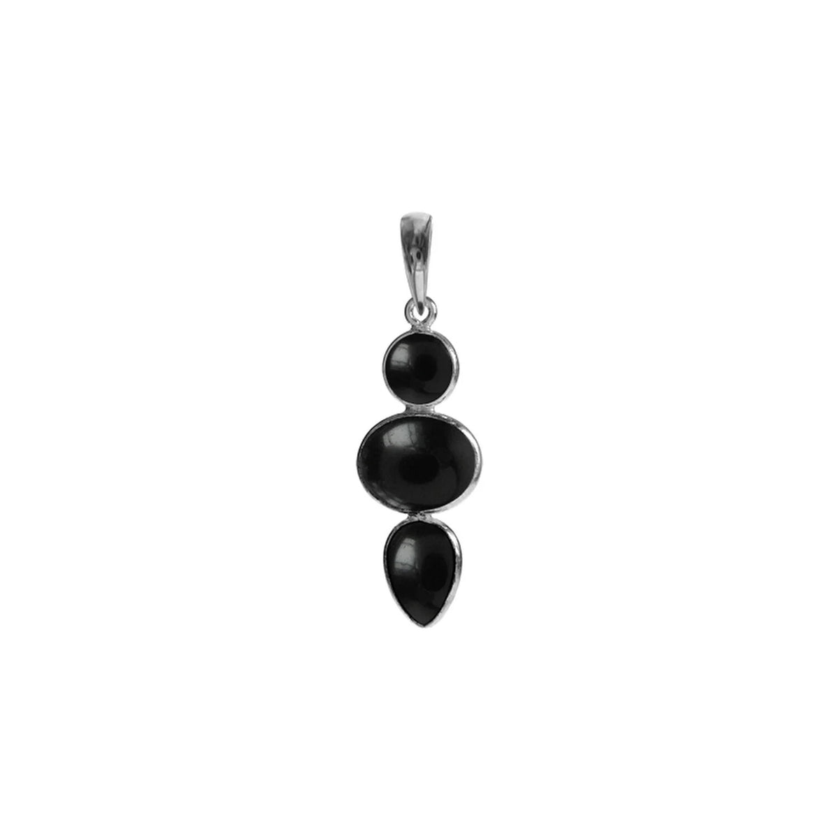 Mixed Shape Onyx Pendant Sterling Silver 925 Hallmark  All Chain Lengths