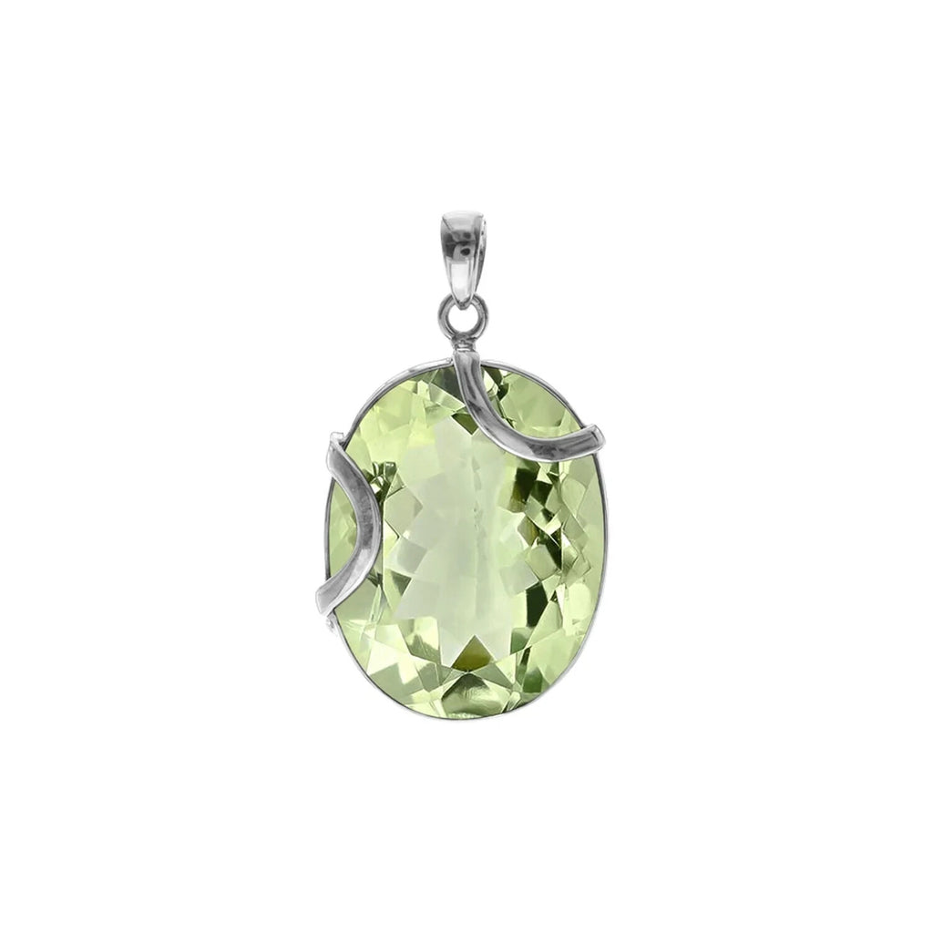Oval Vine Green Amethyst Pendant Sterling Silver 925 HallmarkAll Chain Lengths