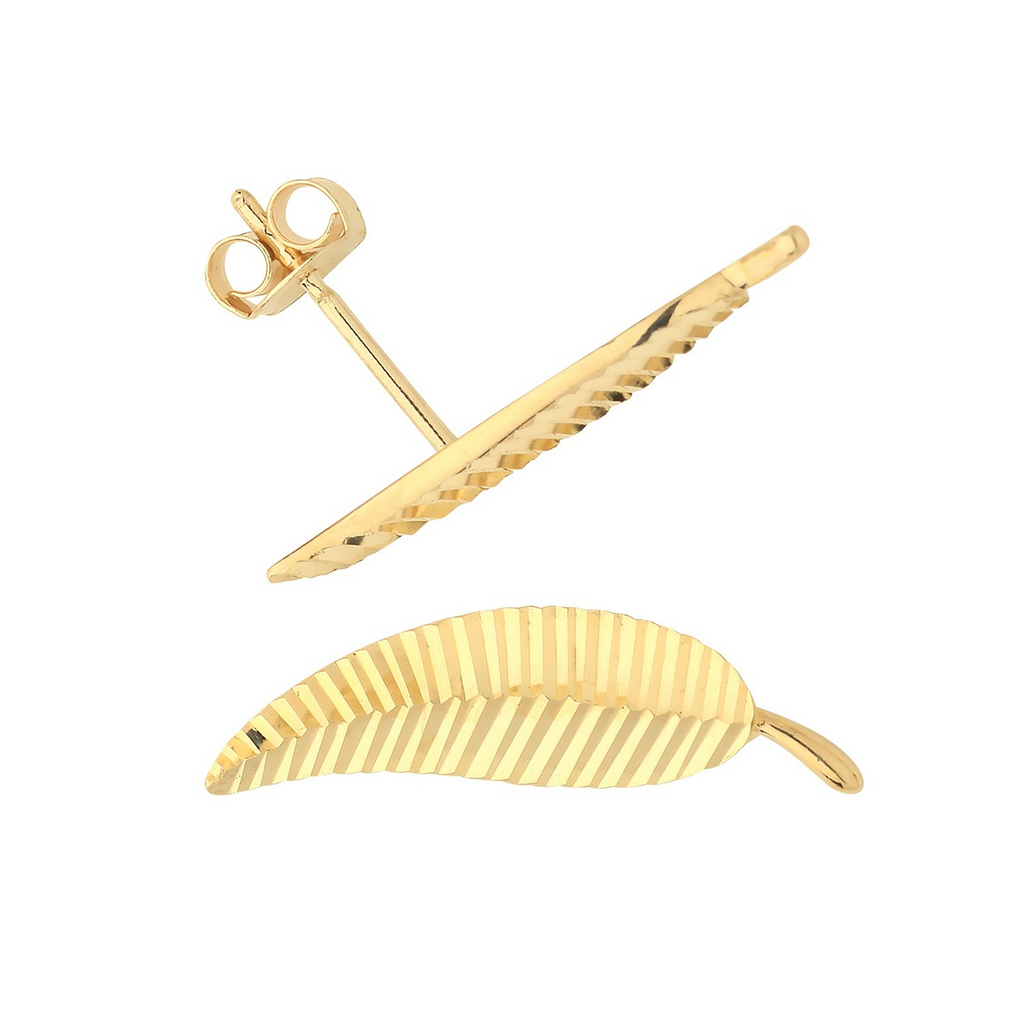 Climber Leaf Stud Earrings 9ct Yellow Gold 375 Hallmarked Brand New Boxed