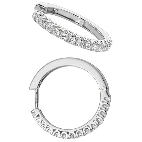 14 Natural Diamond Hoop Earrings 18ct White Gold Hallmarked British Made