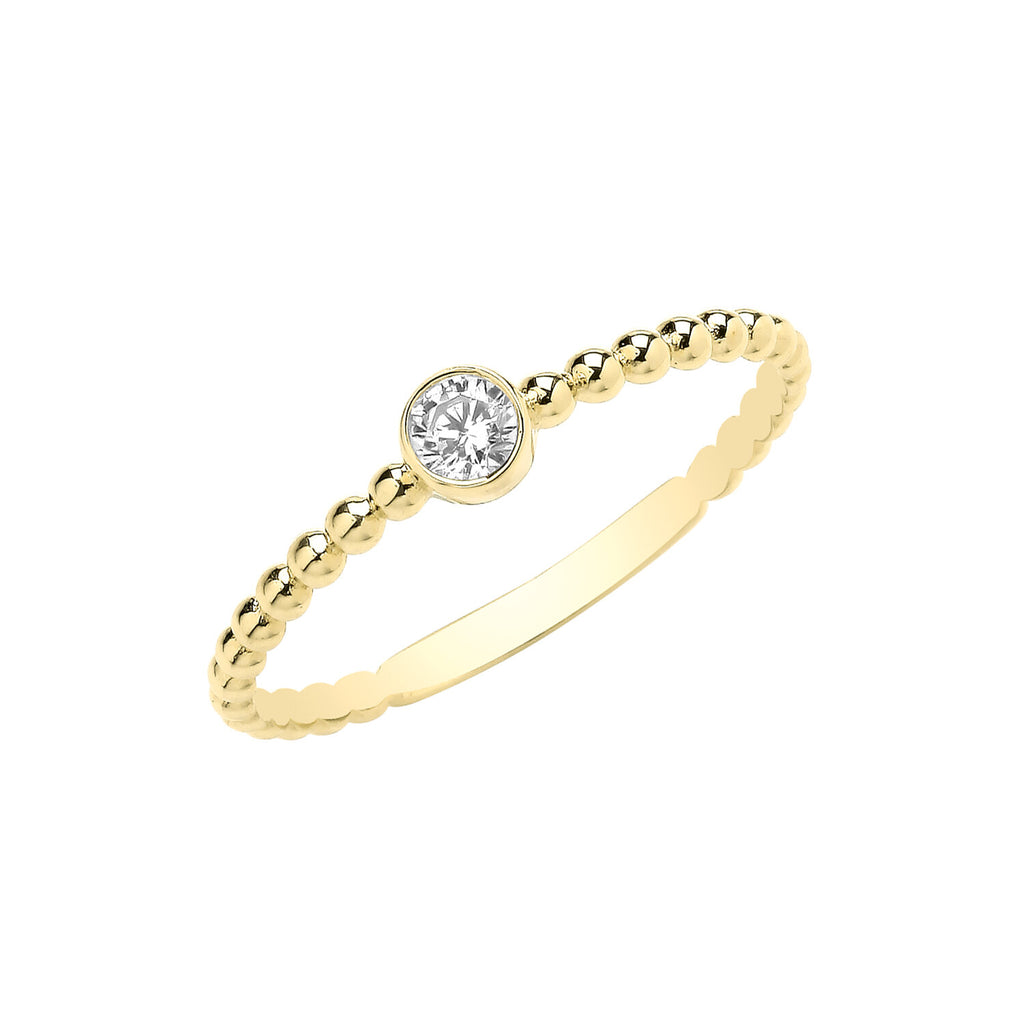 Solitaire Bobble Ring 9ct Yellow Gold Hallmarked Sizes J - T British Made