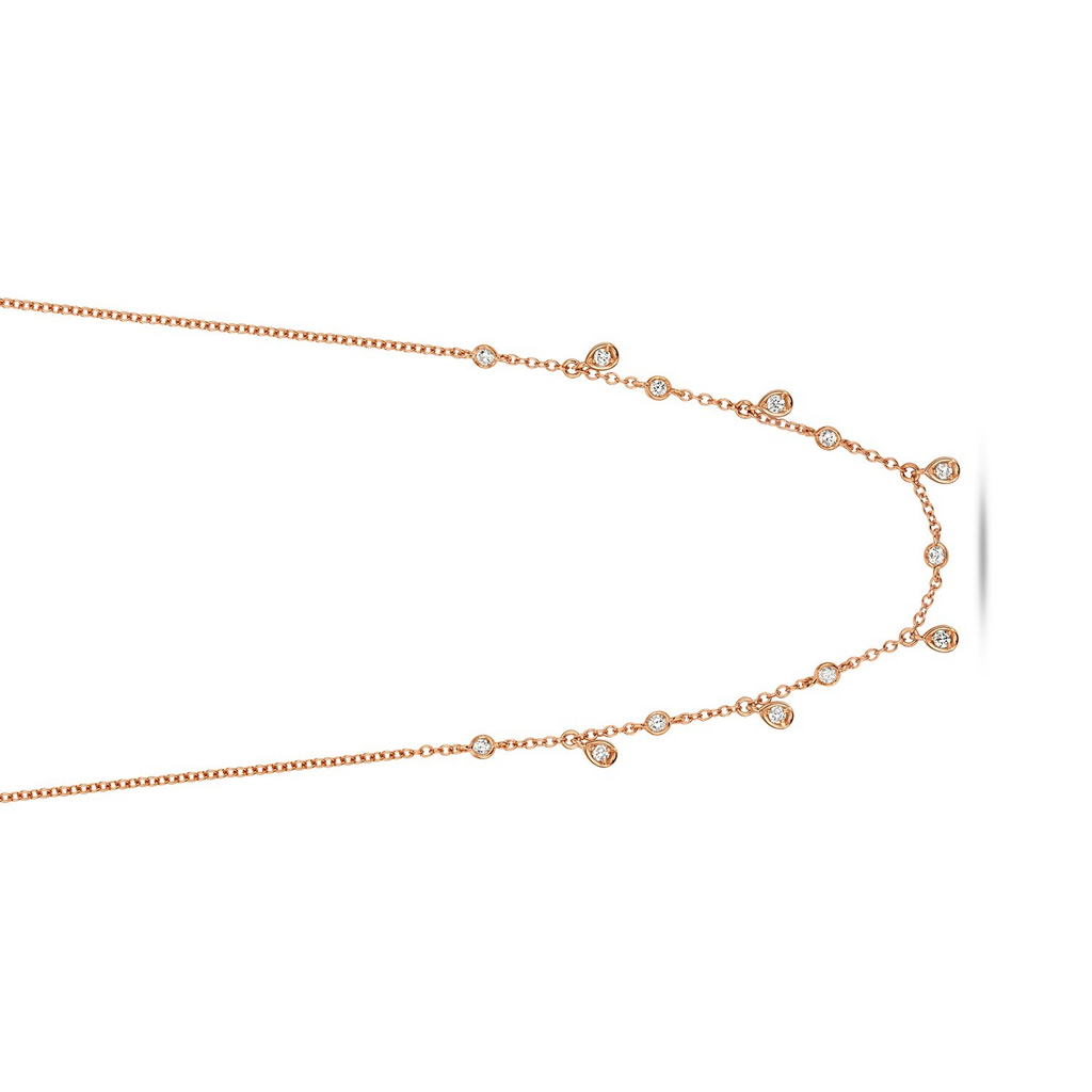 13 Natural Diamond Flush Necklace 18ct Rose Gold Hallmarked British Made
