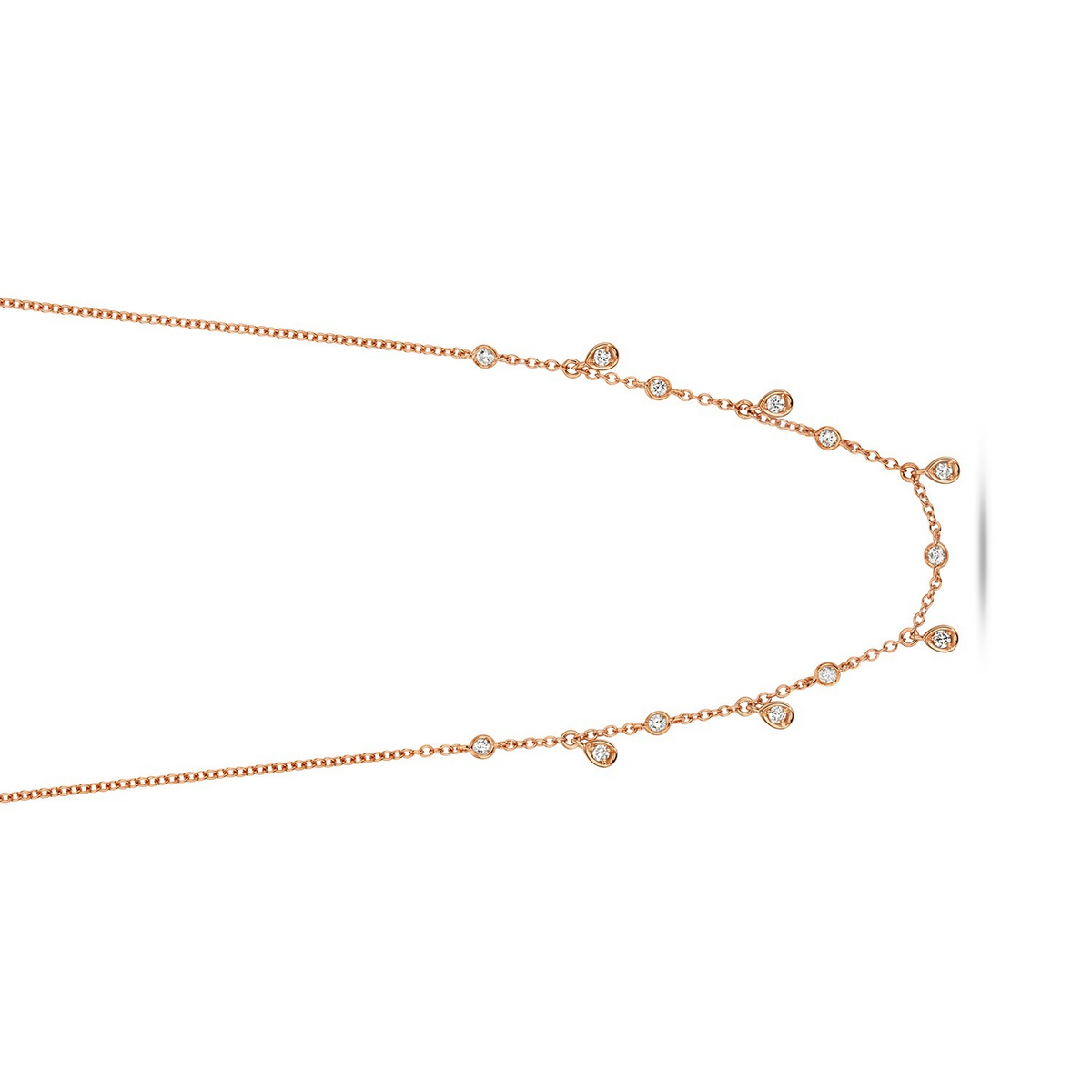 13 Natural Diamond Flush Necklace 18ct Rose Gold Hallmarked British Made