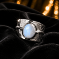 Tapered Oval Moonstone Ring Sterling Silver 925 Hallmark British Made Size K - T