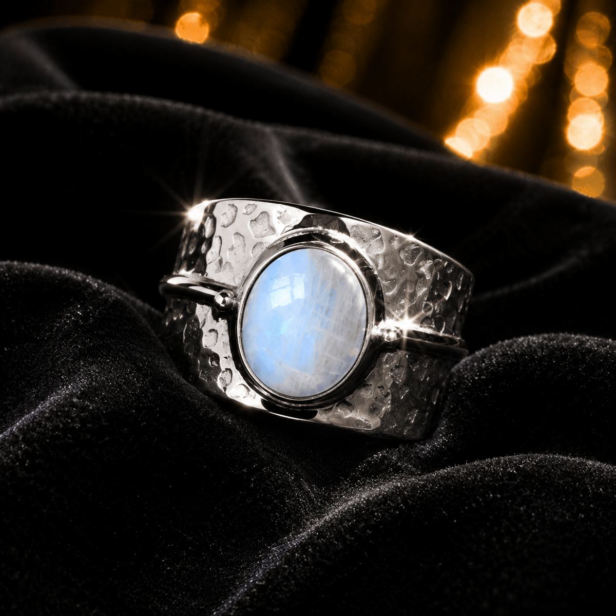 Tapered Oval Moonstone Ring Sterling Silver 925 Hallmark British Made Size K - T