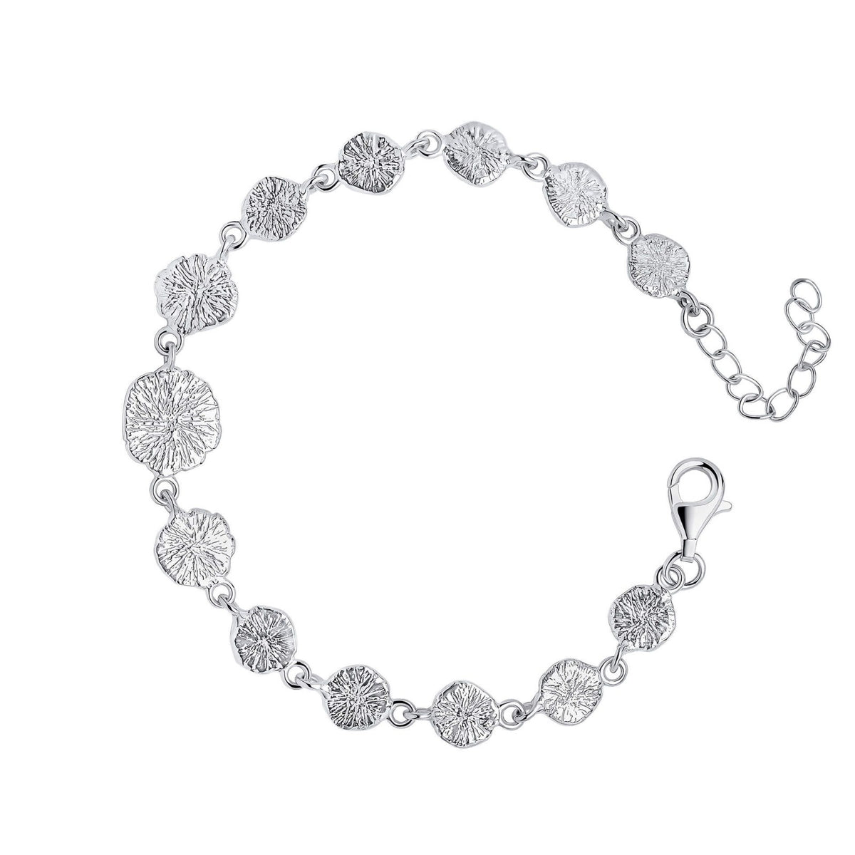 Spray Textured Disc Bracelet Sterling Silver 925 Hallmarked Brand New Boxed