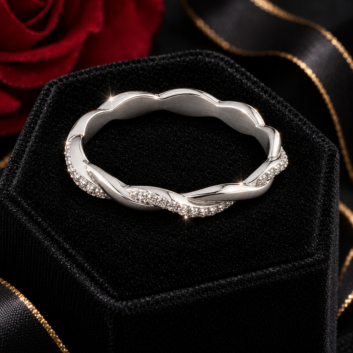 Entwined Eternity Ring Sterling Silver 925 Hallmarked British Made Size L - R