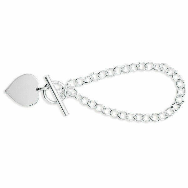 Sterling Silver Heart Bracelet T Bar Design 925 Hallmarked Brand New And Boxed
